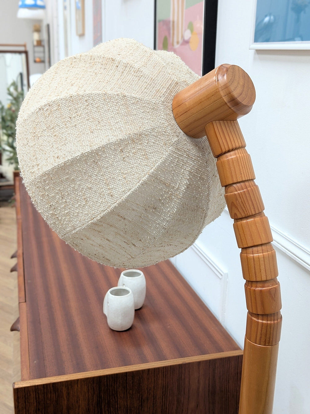 Danish pine articulated floor lamp