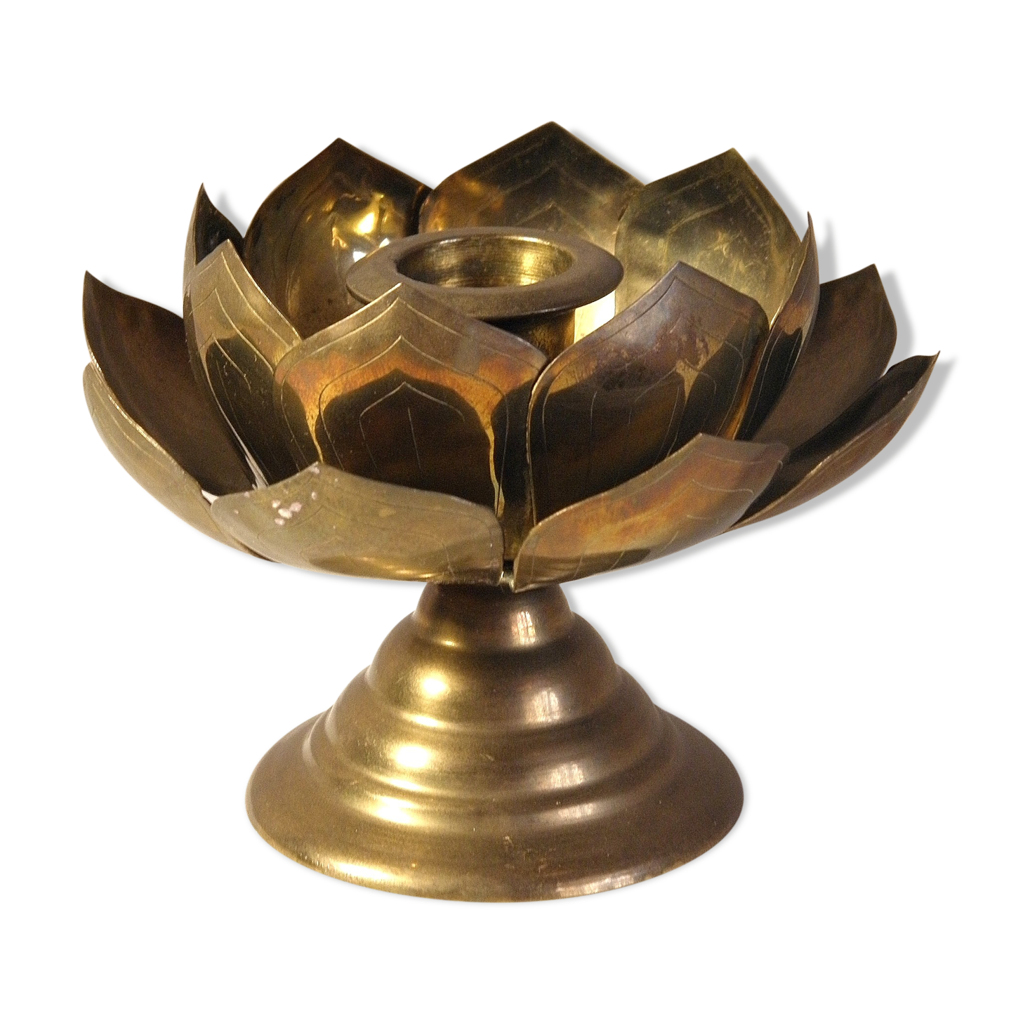 Brass " Lotus Flower " candlestick