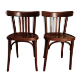 Paire de chaises bistrot en bois courbé 4 barreaux années 50