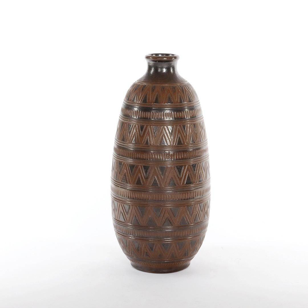Scandinavian Modern Brown Stoneware Floor Vase by Arthur Andersson, Wallåkra
