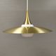 Hanging lamp, from the 1970s in matte white glass and brass colored metal.