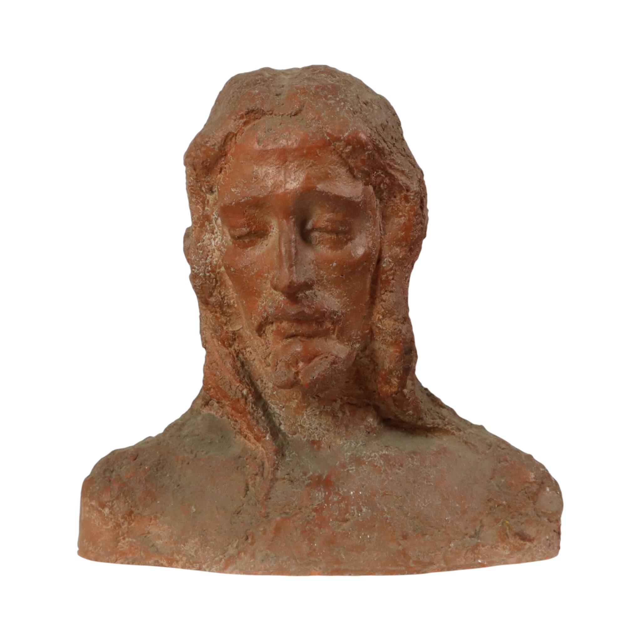 Old Abstract Terracotta Bust of Christ Life Size