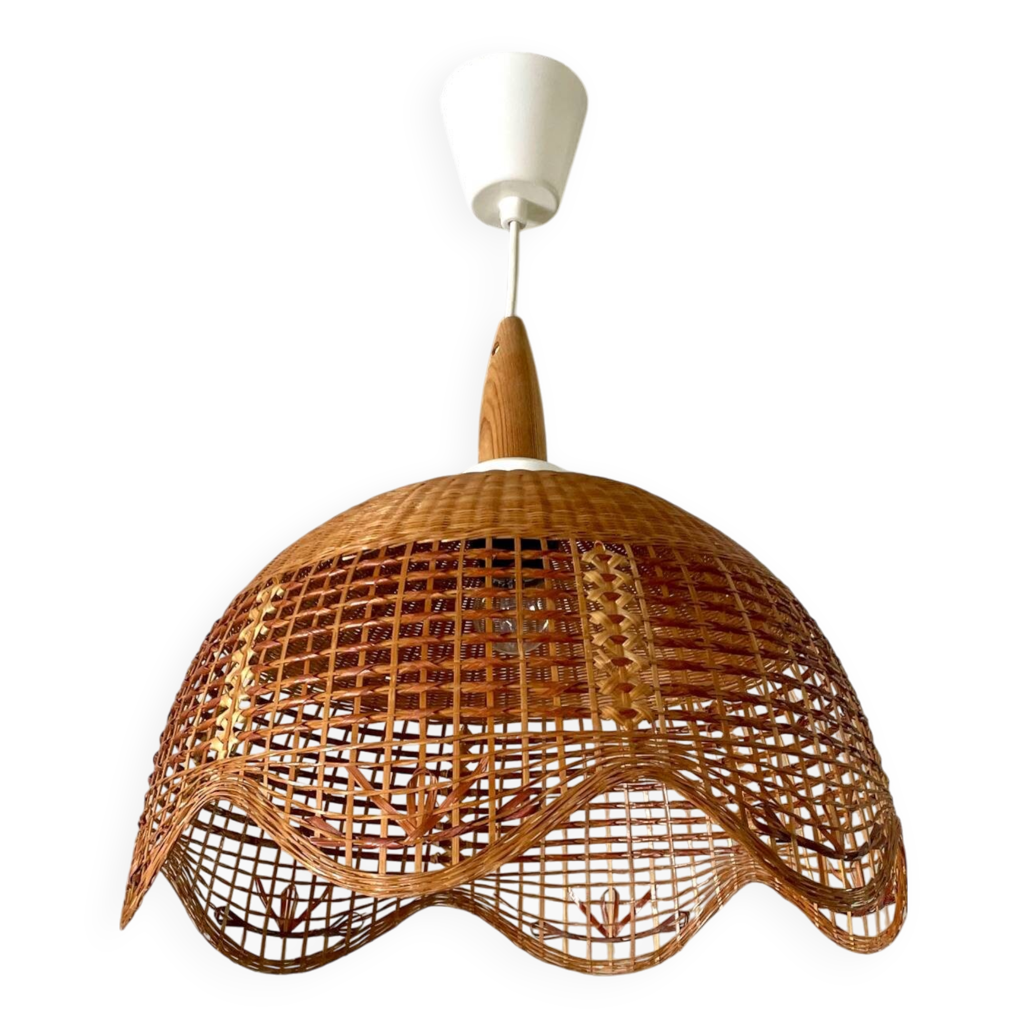 Suspension fleur osier vintage