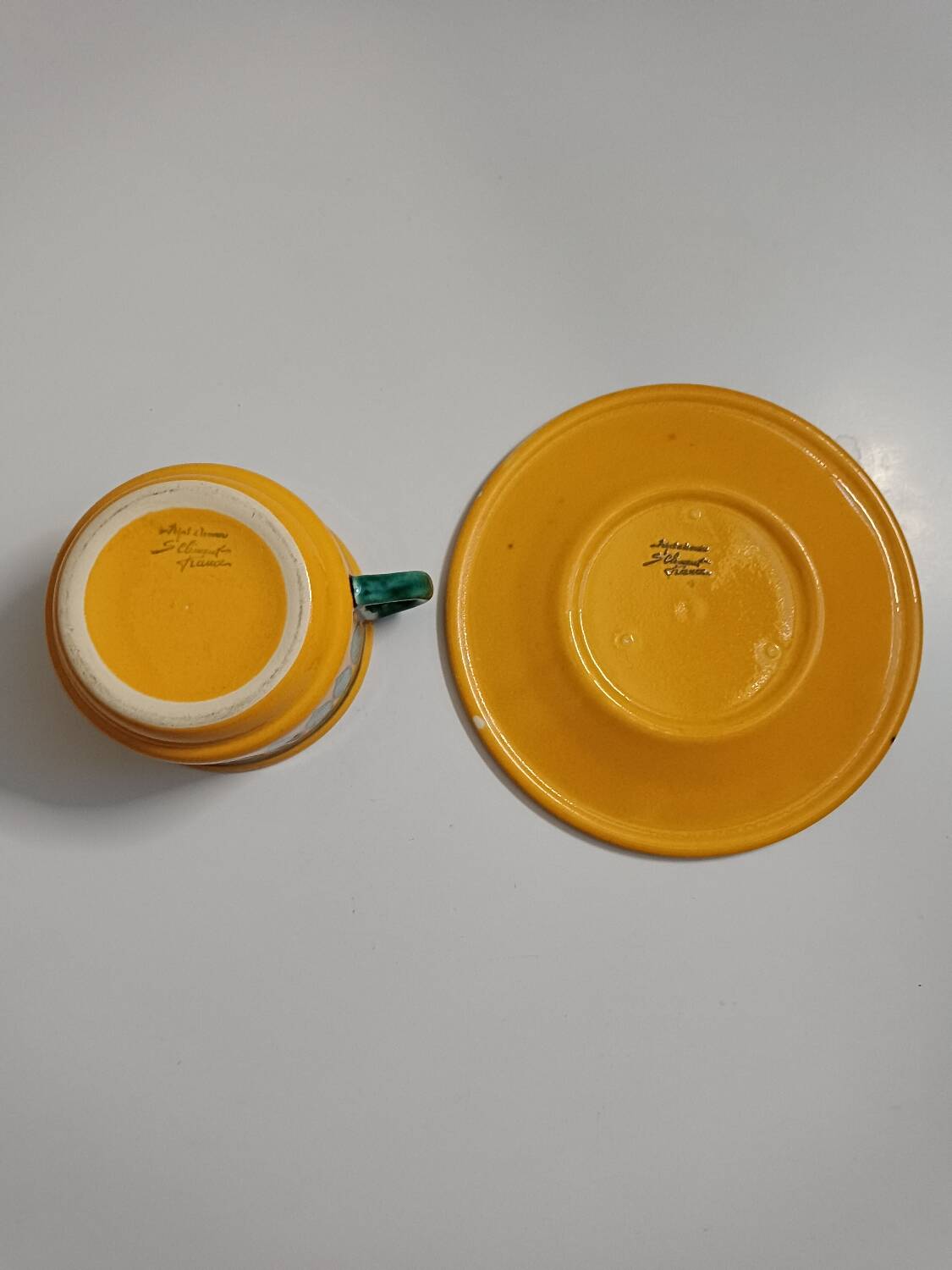 Large Saint Clement Yellow and Green Mug