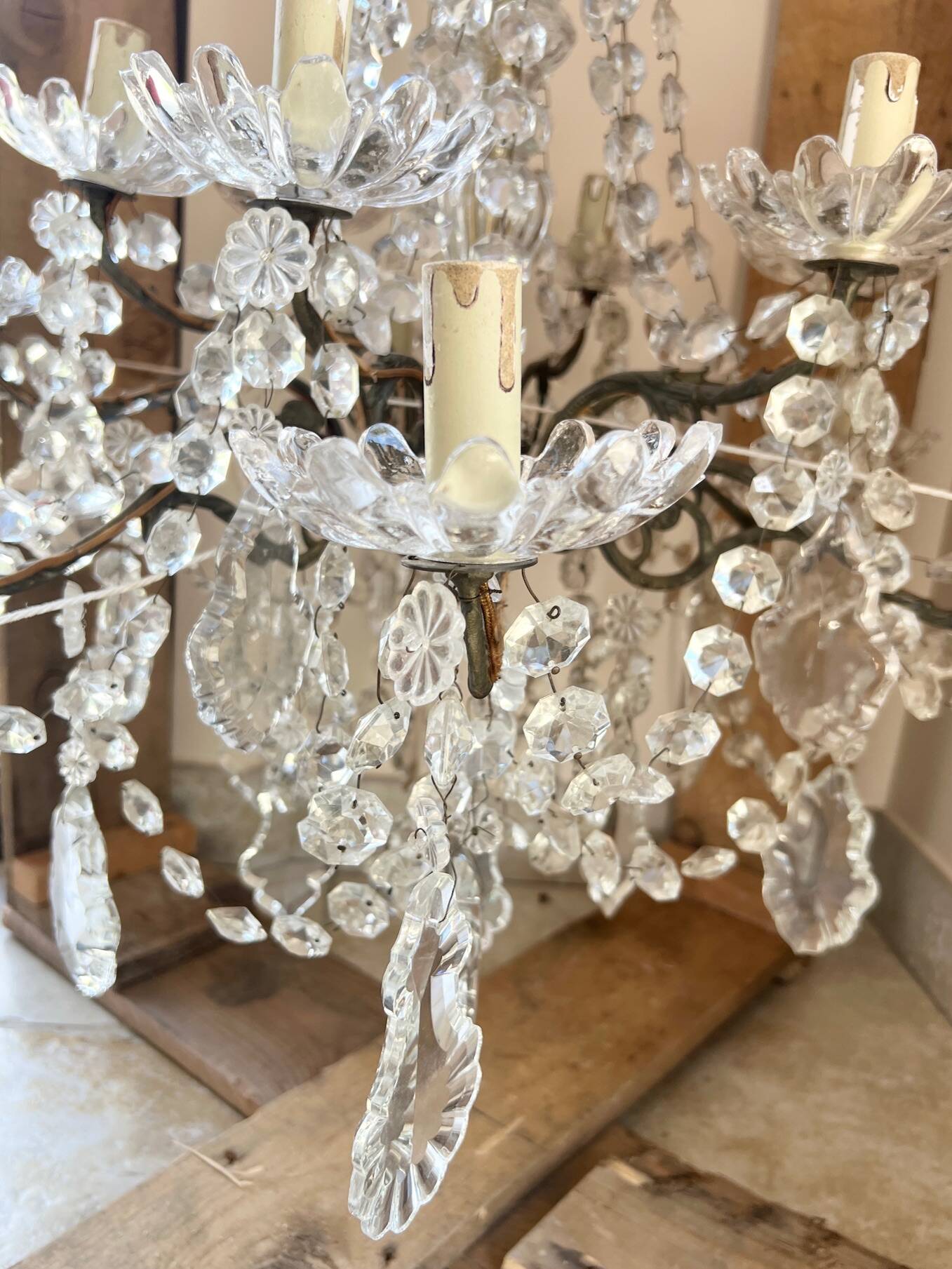 12-light crystal chandelier, antique light fixture