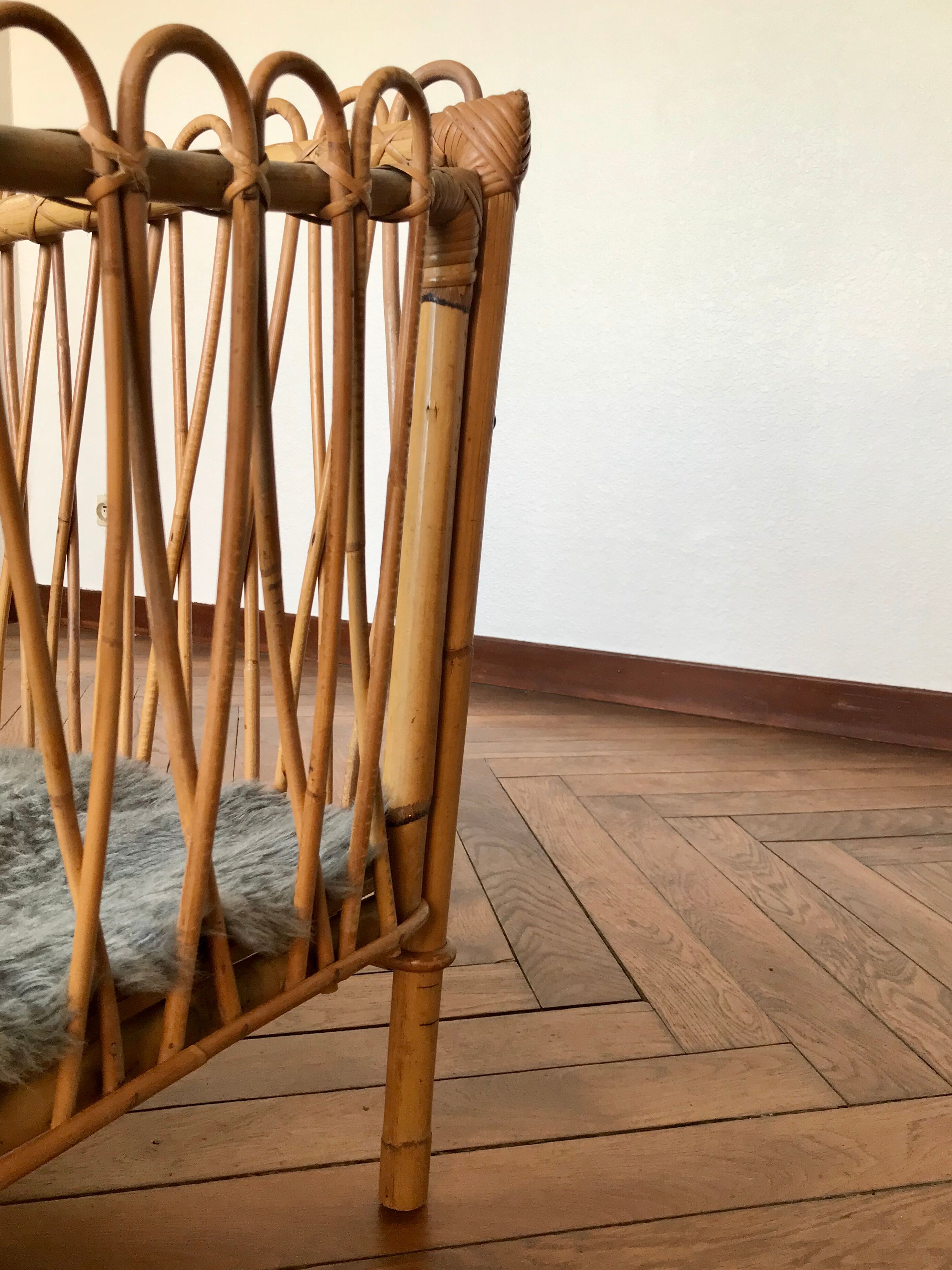 Rattan and bamboo child bed