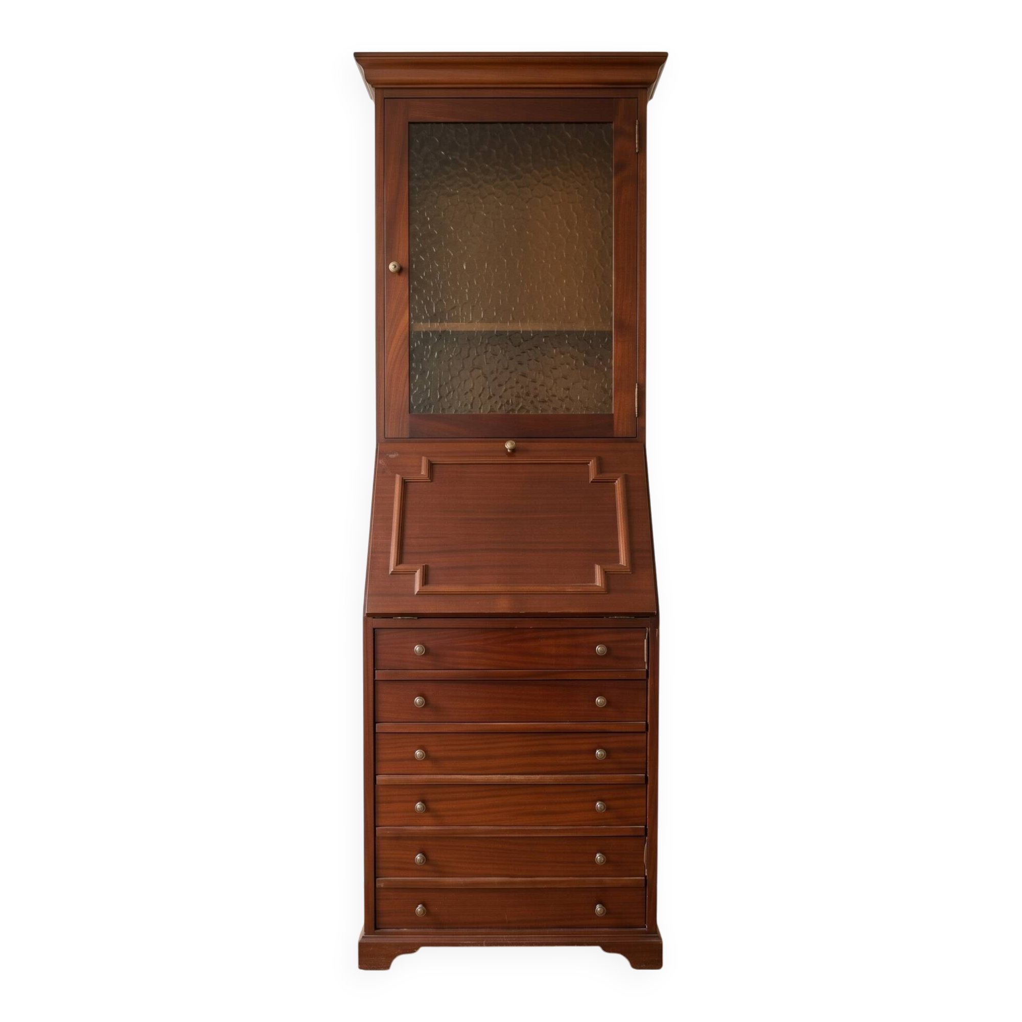 Vintage wooden secretary cabinet with storage.