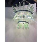 Contemporary Green “Palmette” Murano Glass Belt Chandelier