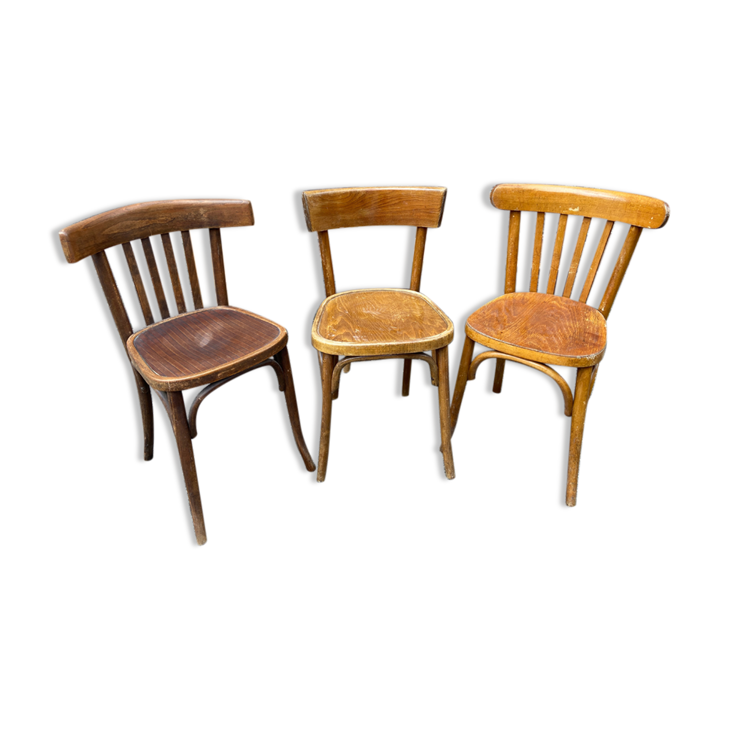 lot 6 Mismatched bistro chairs curved wood Brasserie