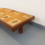 Barrois vintage shell-patterned comma coffee table in wood and ceramic.