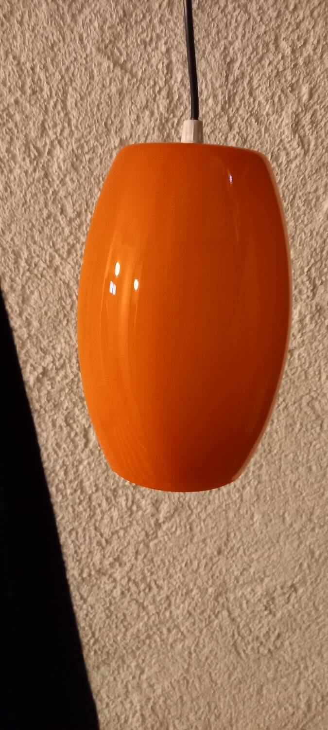 Suspension vintage en verre orange