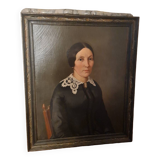 Pouchon, portrait of a woman oil on canvas dated 1855