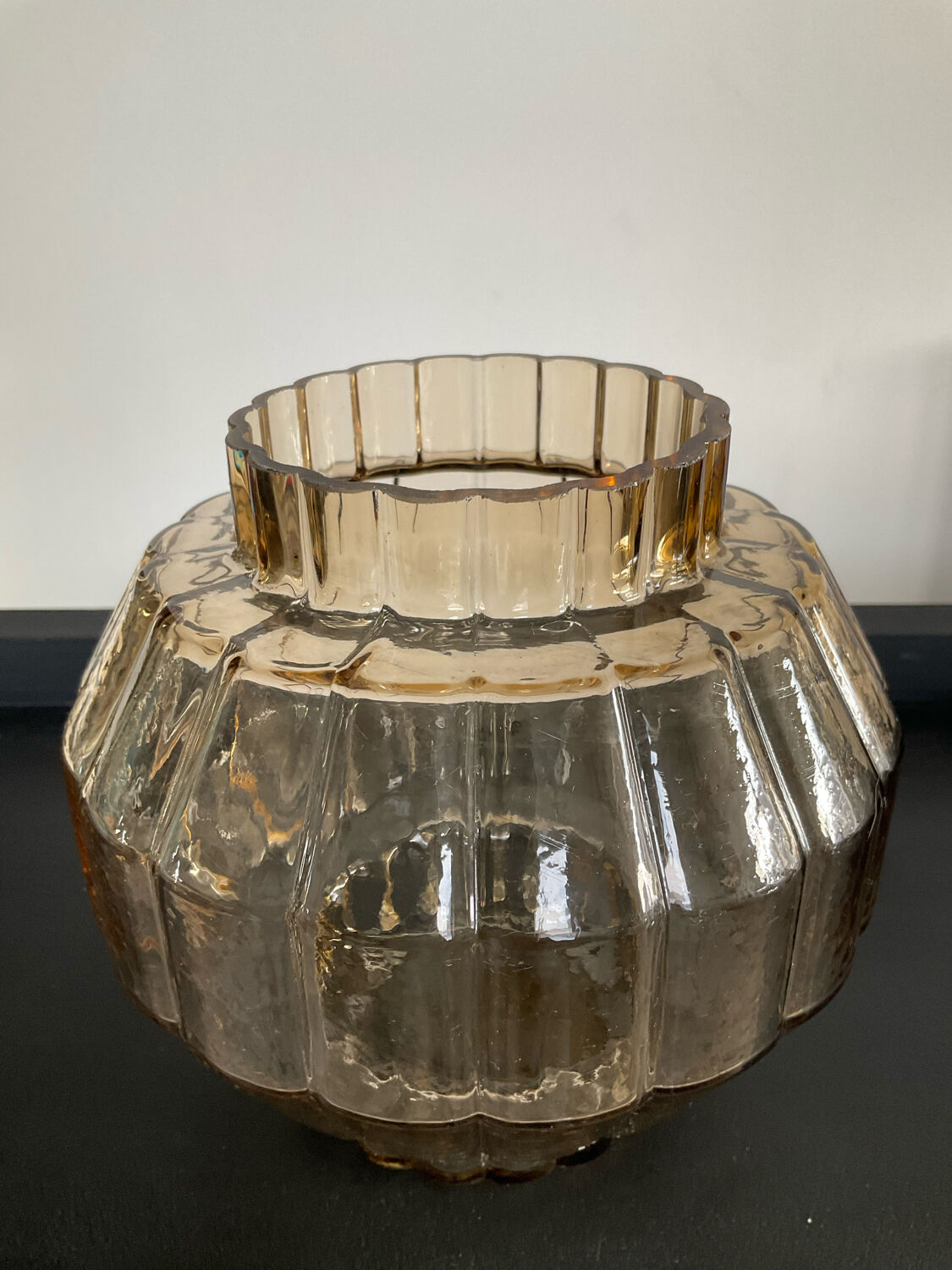 Vintage smoked glass vase