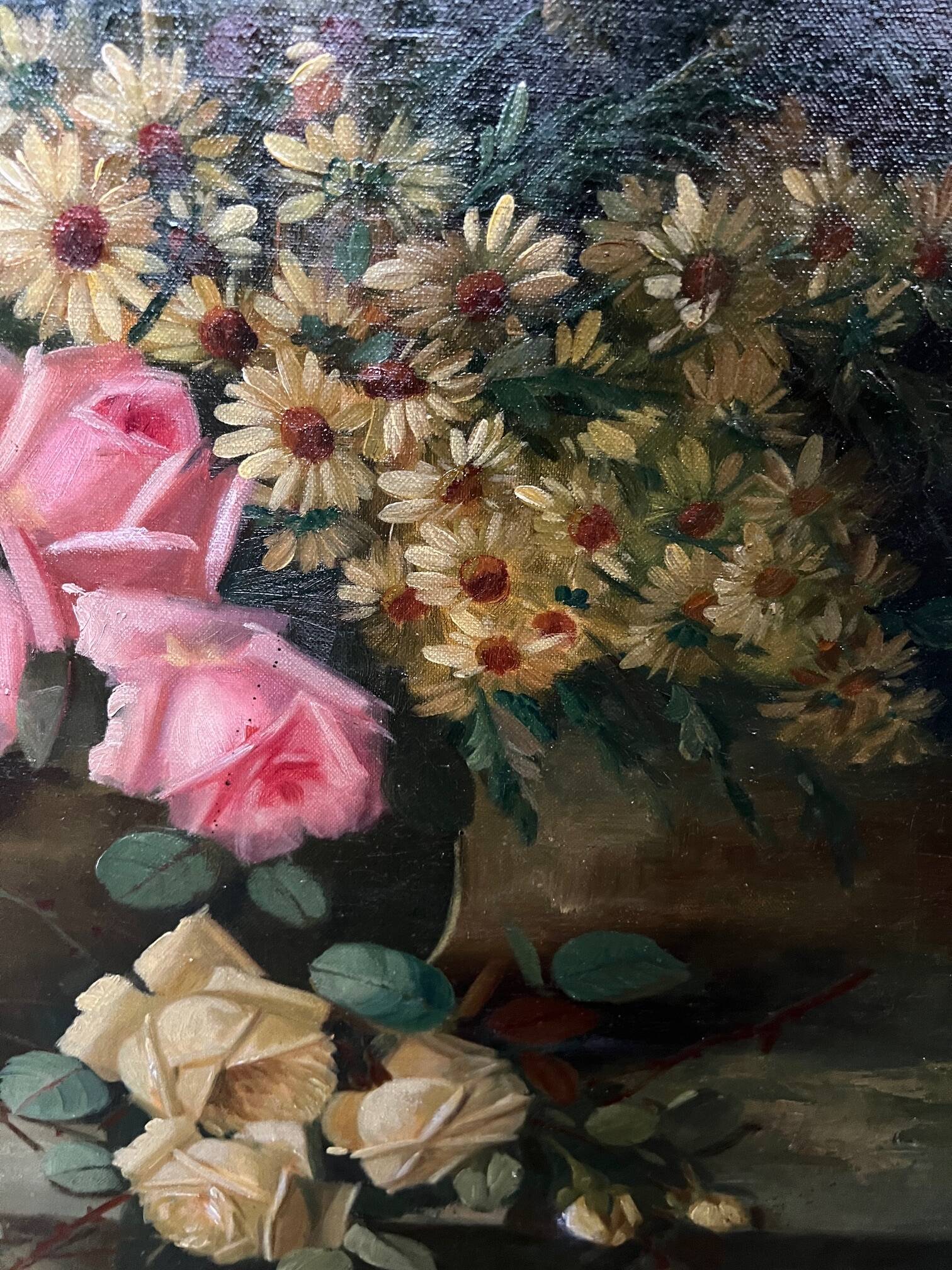 Jan van Steensel, still life with roses. Beautiful frame.