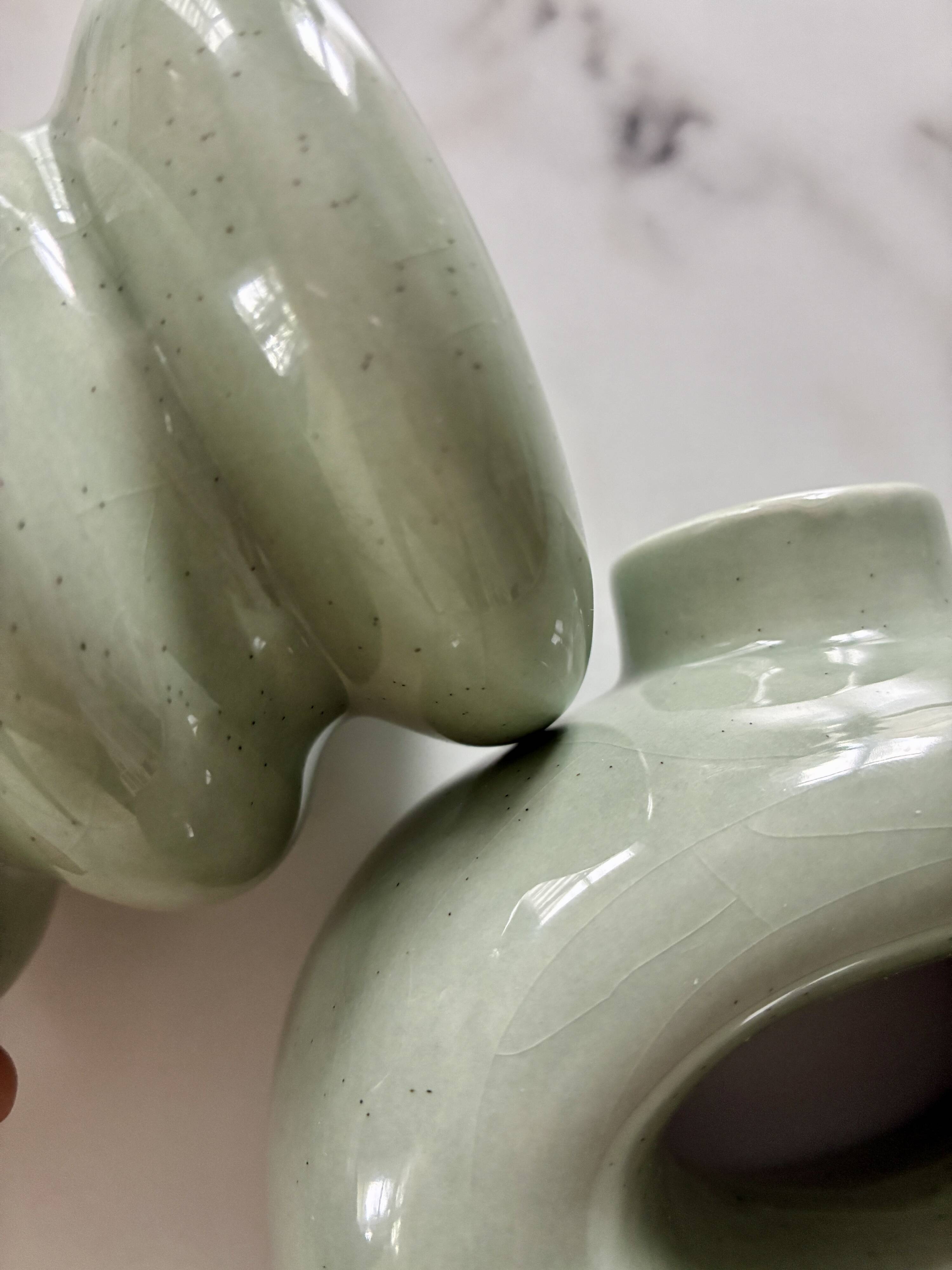 Set of 2 minimalist ceramic candle holders