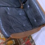 Cadett 3.seater sofa in teak and leather by Eric Merthen, Sweden 1960s