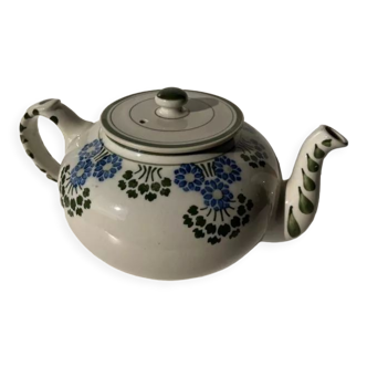 Green and blue teapot floral motif Badonviller