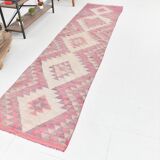 3x12 Pink Purple Kilim Runner Rug 84x347Cm