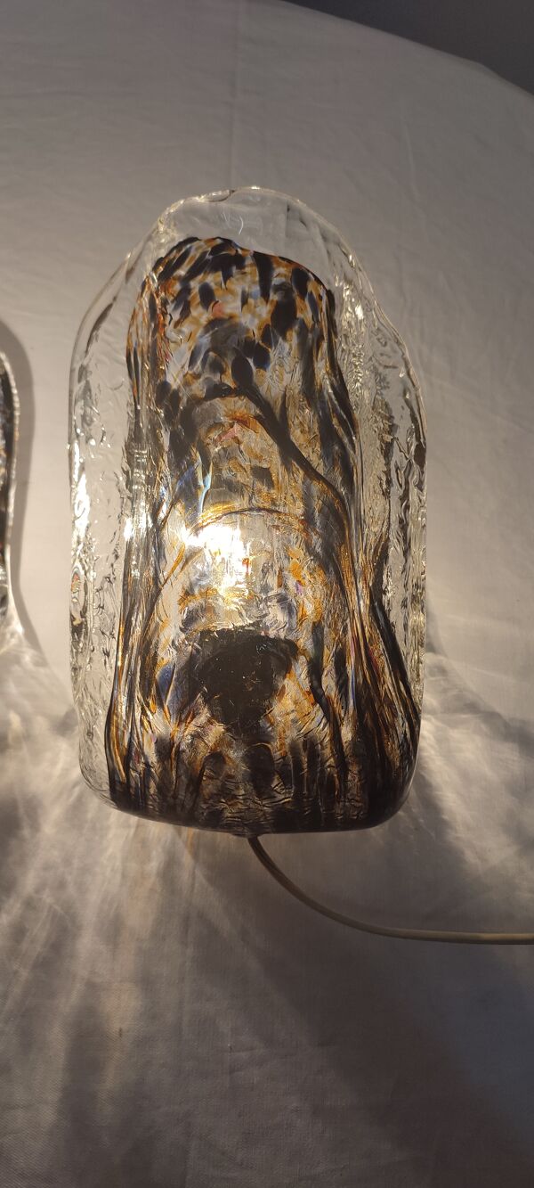 Lampes de table « huître » en verre de Murano. Italie, années 1960