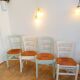 Suite de 4 chaises en bois et paille