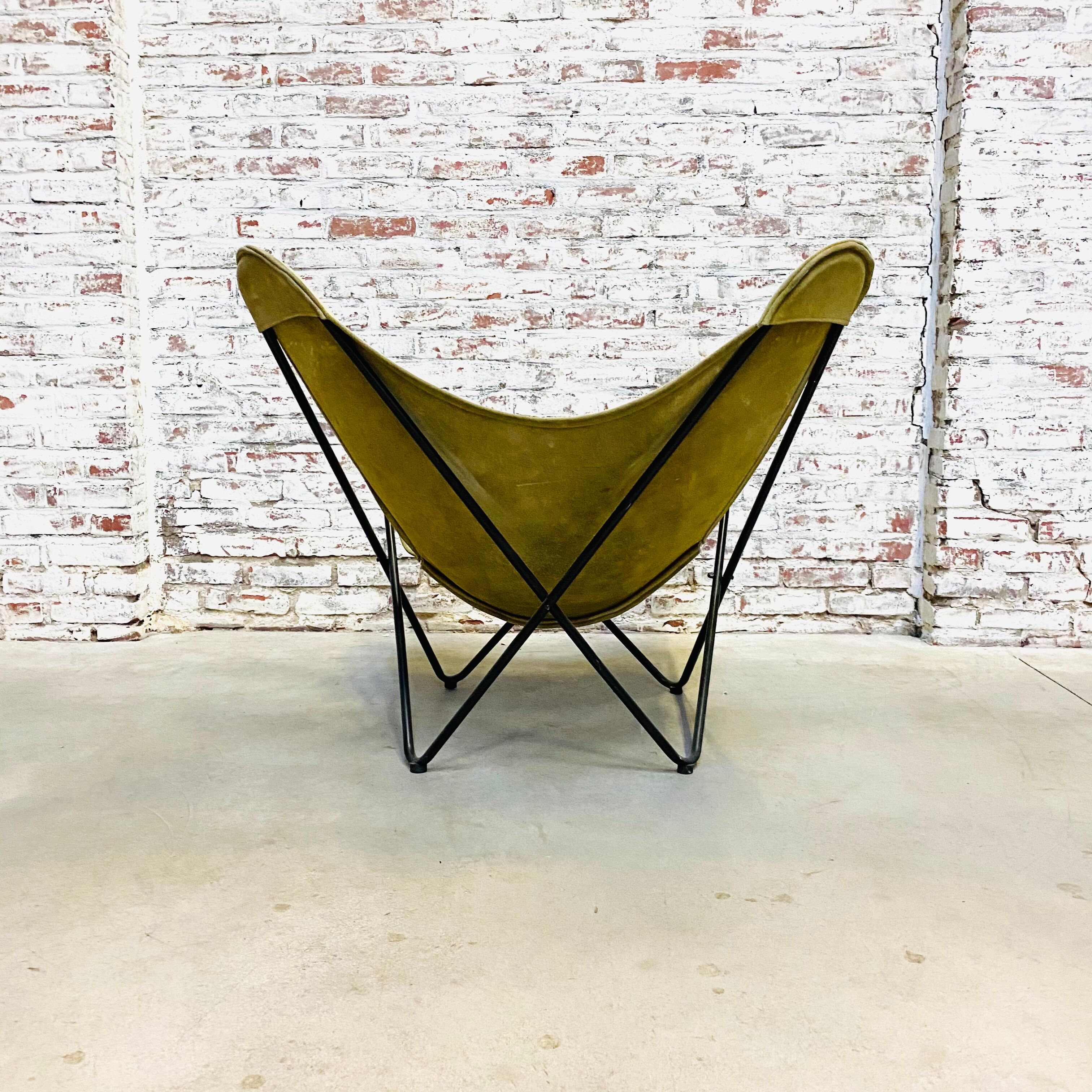 Vintage Butterfly Chair in Green Suede Leather, 1970s