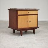 Vintage teak and marble bedside table 1960