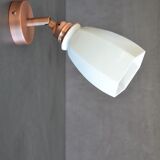 Original articulated wall lamp in white opaline and copper support