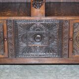 Large Italian library sculpted with figures