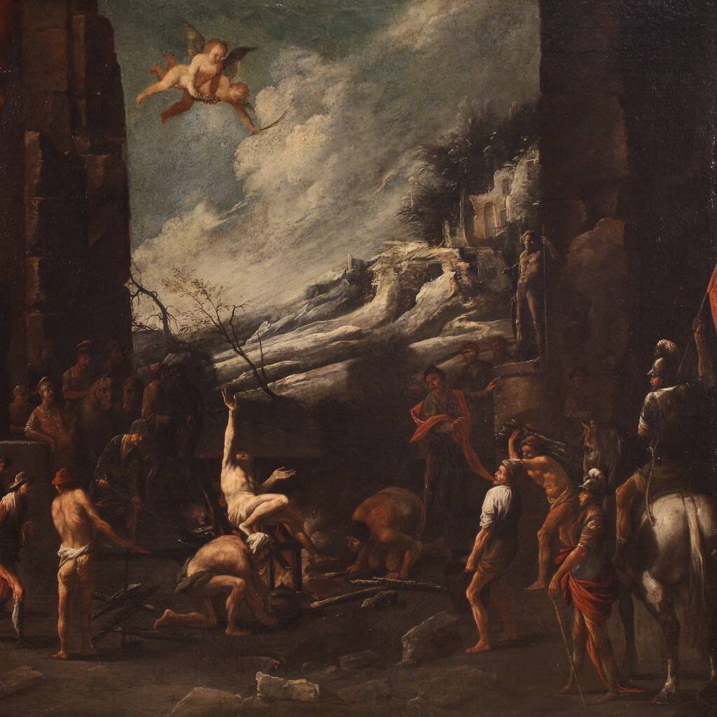 Great 17th-century religious painting, Martyrdom of Saint Lawrence