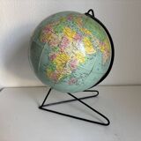 Vintage 1960 globe terrestrial world map Girard Barrère - 33 cm