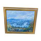 Old painting View of Rouen signed Lallemand