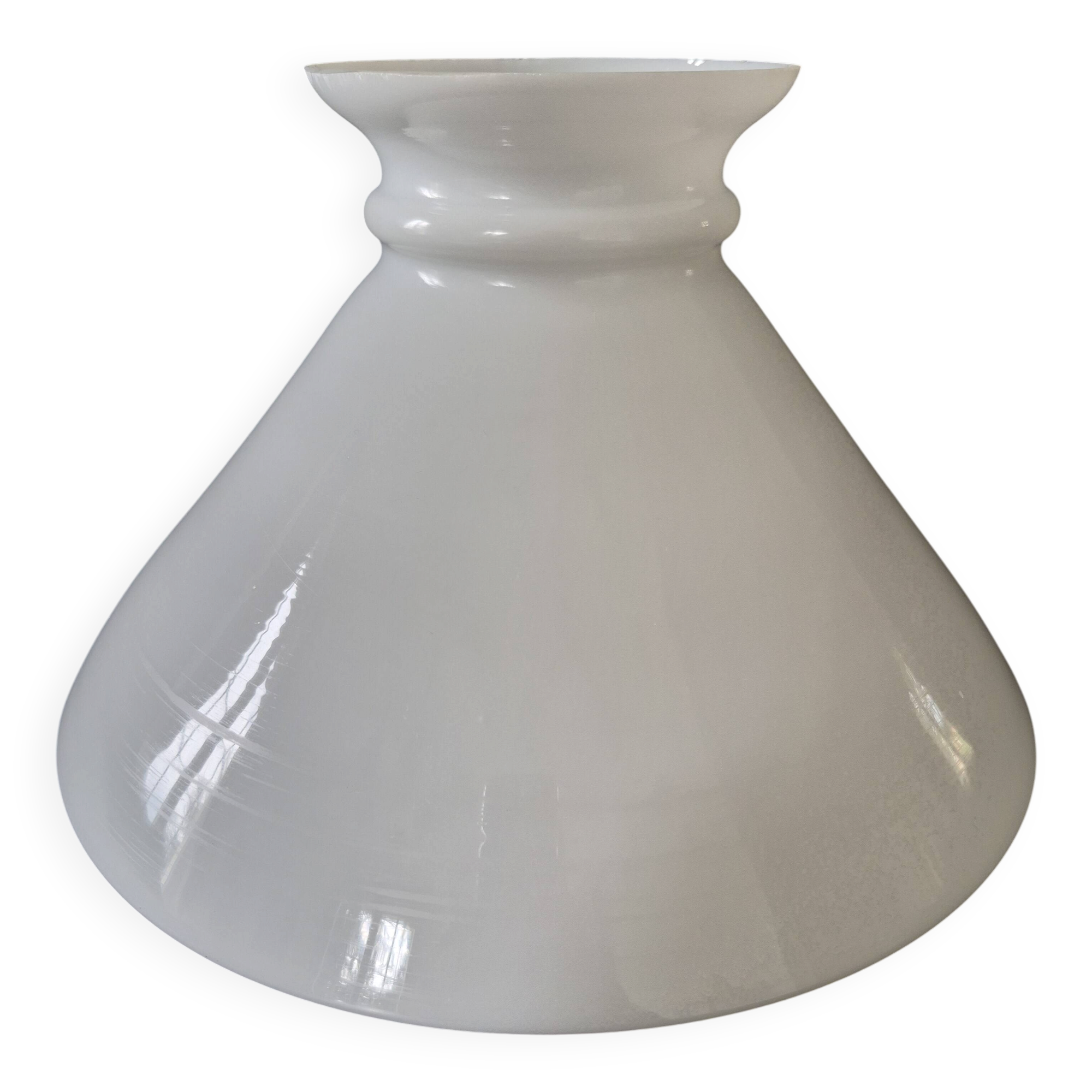 Large vintage white opaline lampshade suspension from the 1940s/50s Ø30cm