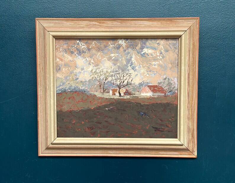 Original Swedish Oil on Panel – “Landscape” by Bertil Wahlberg – Signed – Vintage and Framed – 48 × 41.5 cm (18.9" × 16.3")