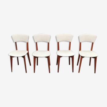 4 Scandinavian bistro chairs year 50 Skaï and wood