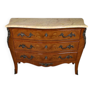 Rosewood marquetry chest of drawers, Louis XV style – 2nd half of the 20th century