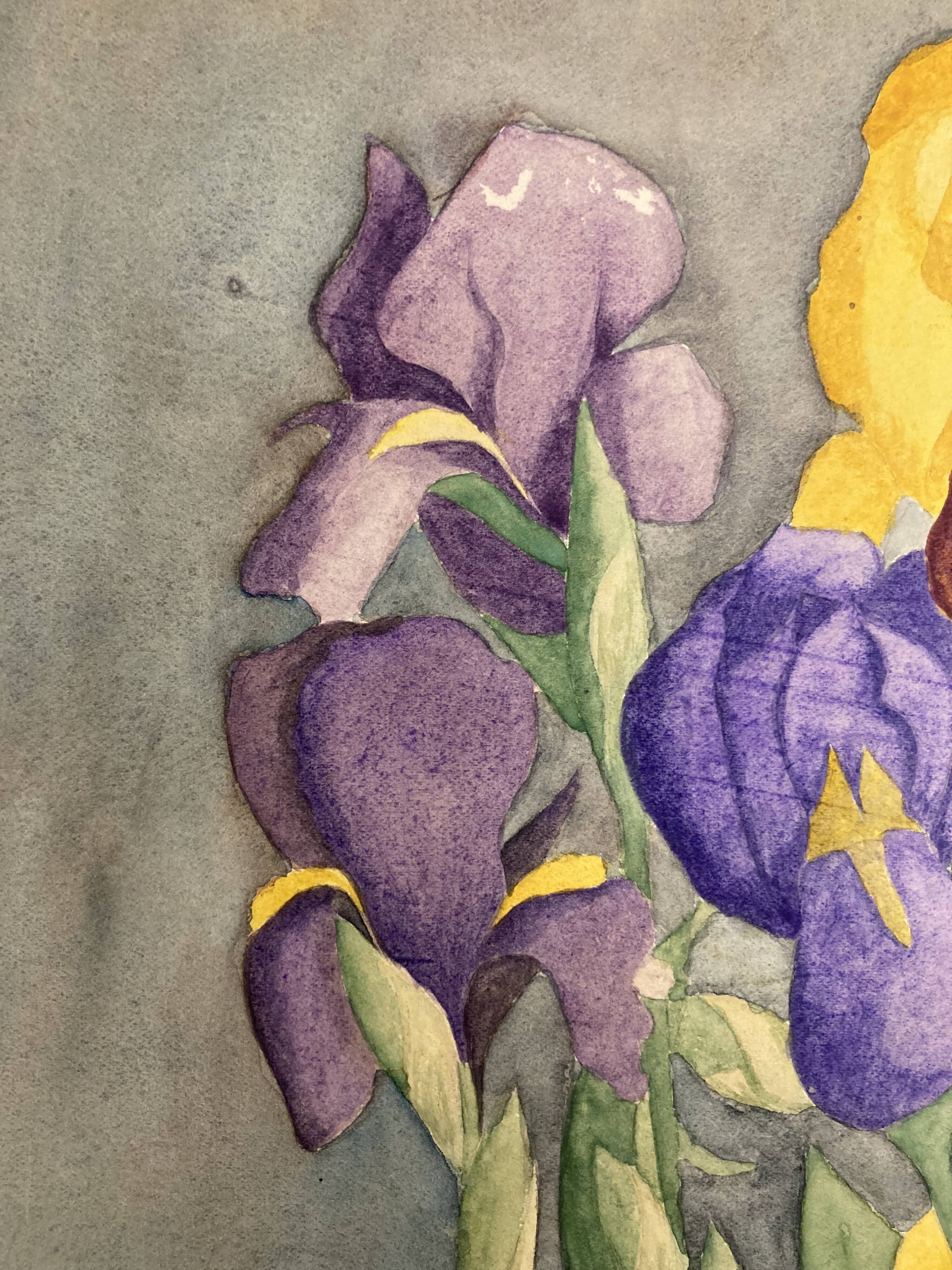 Watercolor with vintage irises