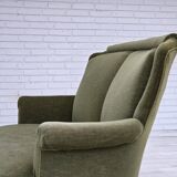 1960s, Danish 2-seater sofa, green furniture velour, beech wood.
