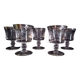 Set of 5 engraved Murano wine (or water) glasses, silver rim