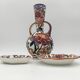 Gien's earthenware vase and two cups, "Peonies" decoration, signed GIEN - 20th century