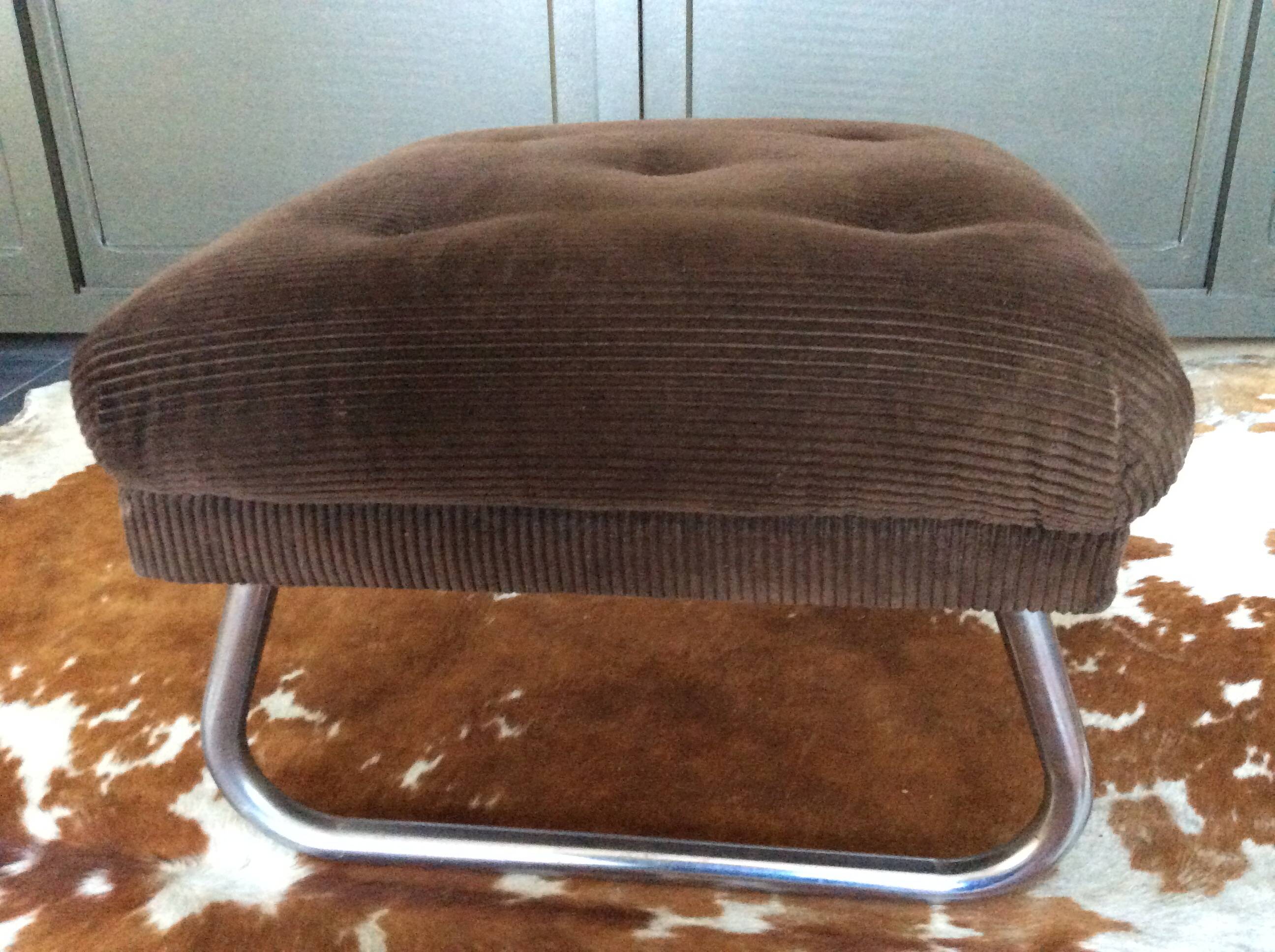 Velvet pouf adjustable footrest