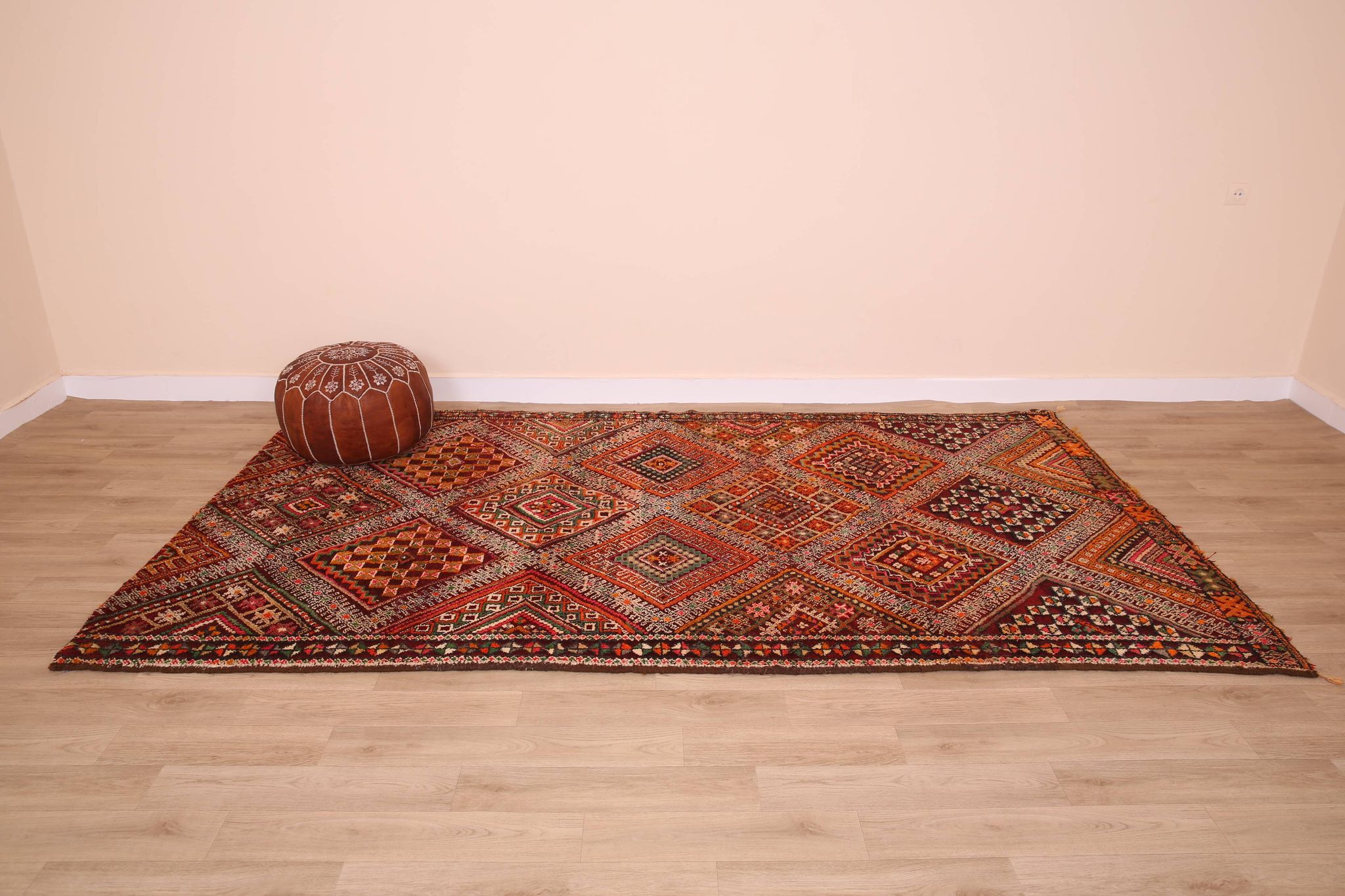 Burgundy Vintage Moroccan Rug 168 x 297 cm, Berber Wool Rug, Handmade Rug