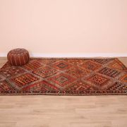 Burgundy Vintage Moroccan Rug 168 x 297 cm, Berber Wool Rug, Handmade Rug