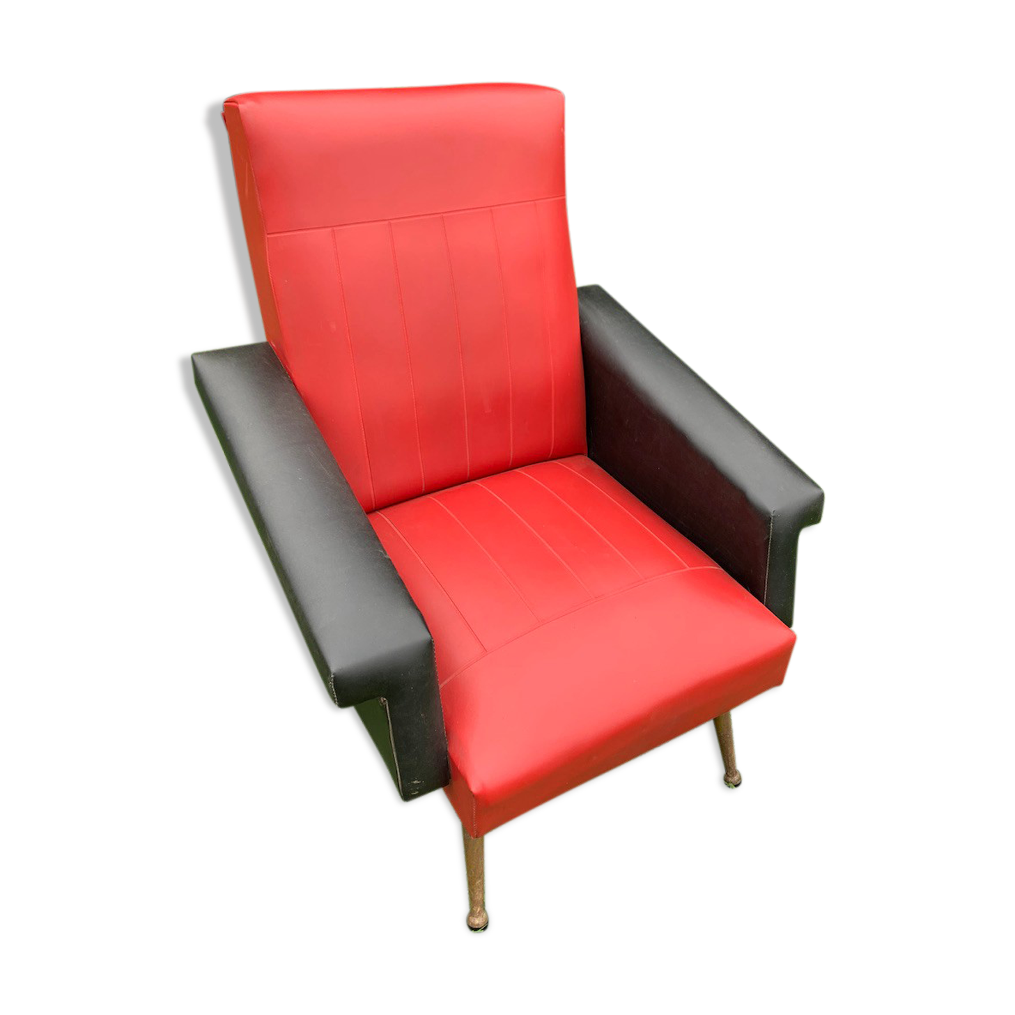 Armchair "60s" in red and black skaï
