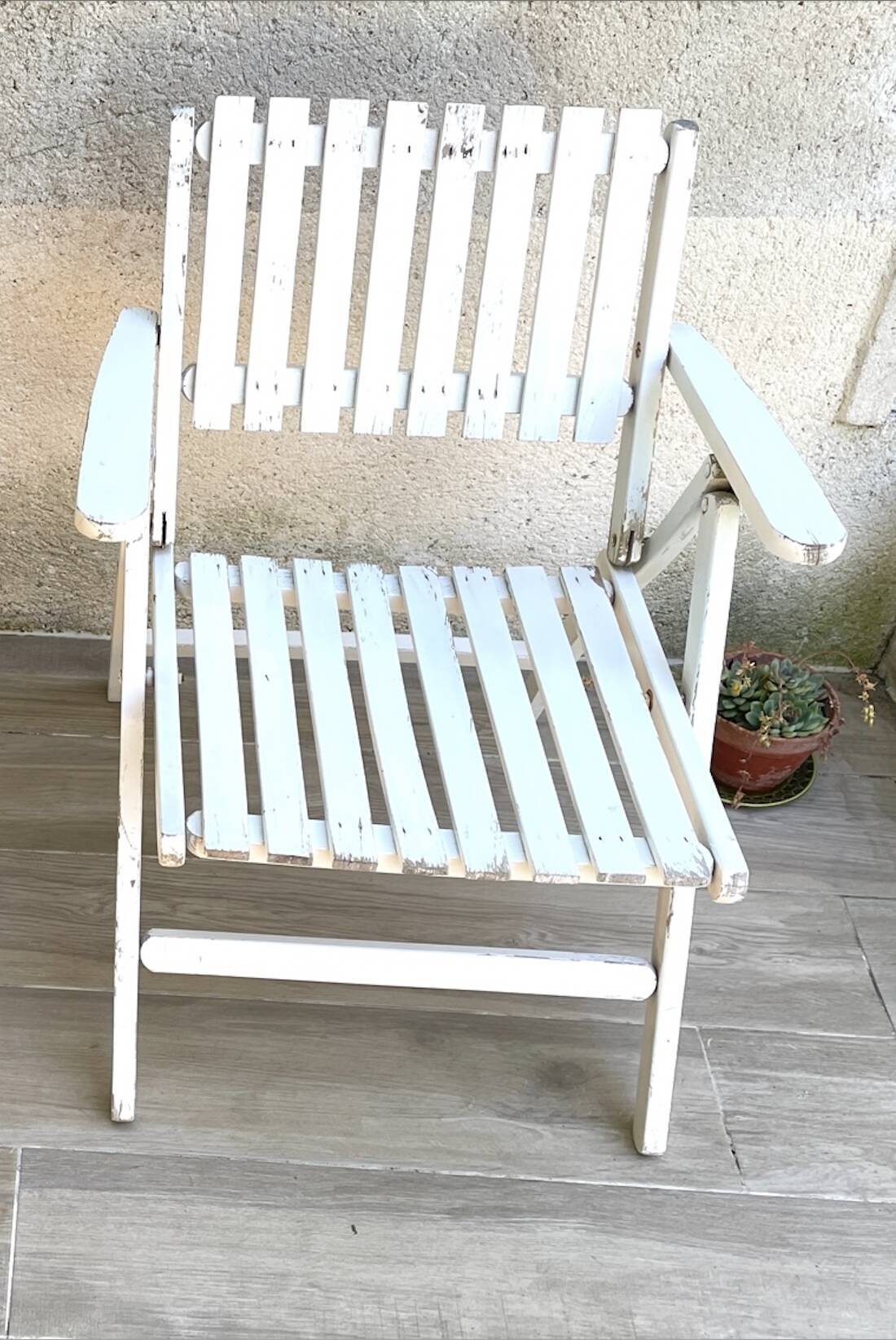 Pair of vintage wooden garden armchairs by r.gleizes