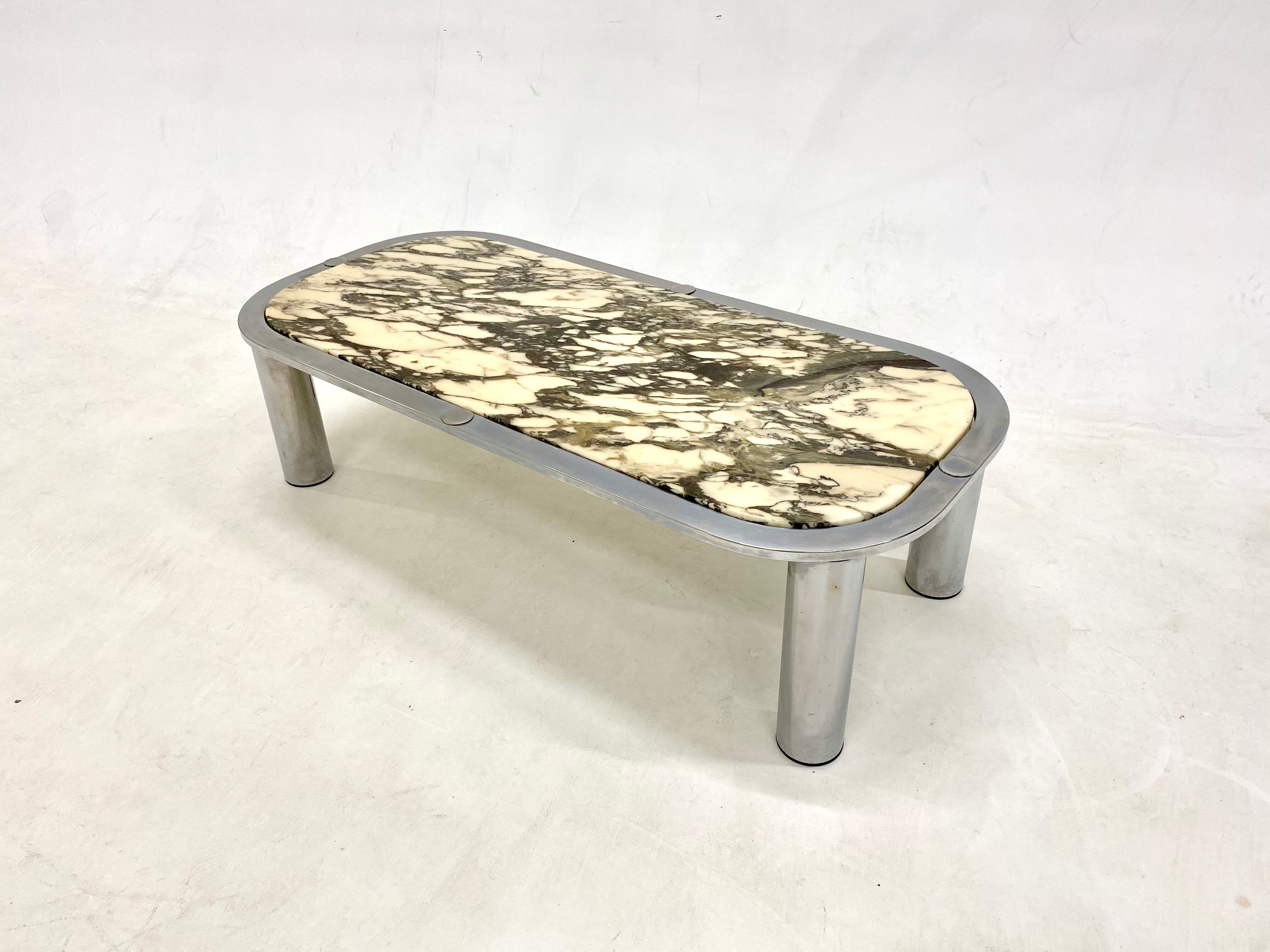 Table low marble and chrome 1970s