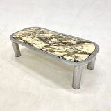 Table low marble and chrome 1970s