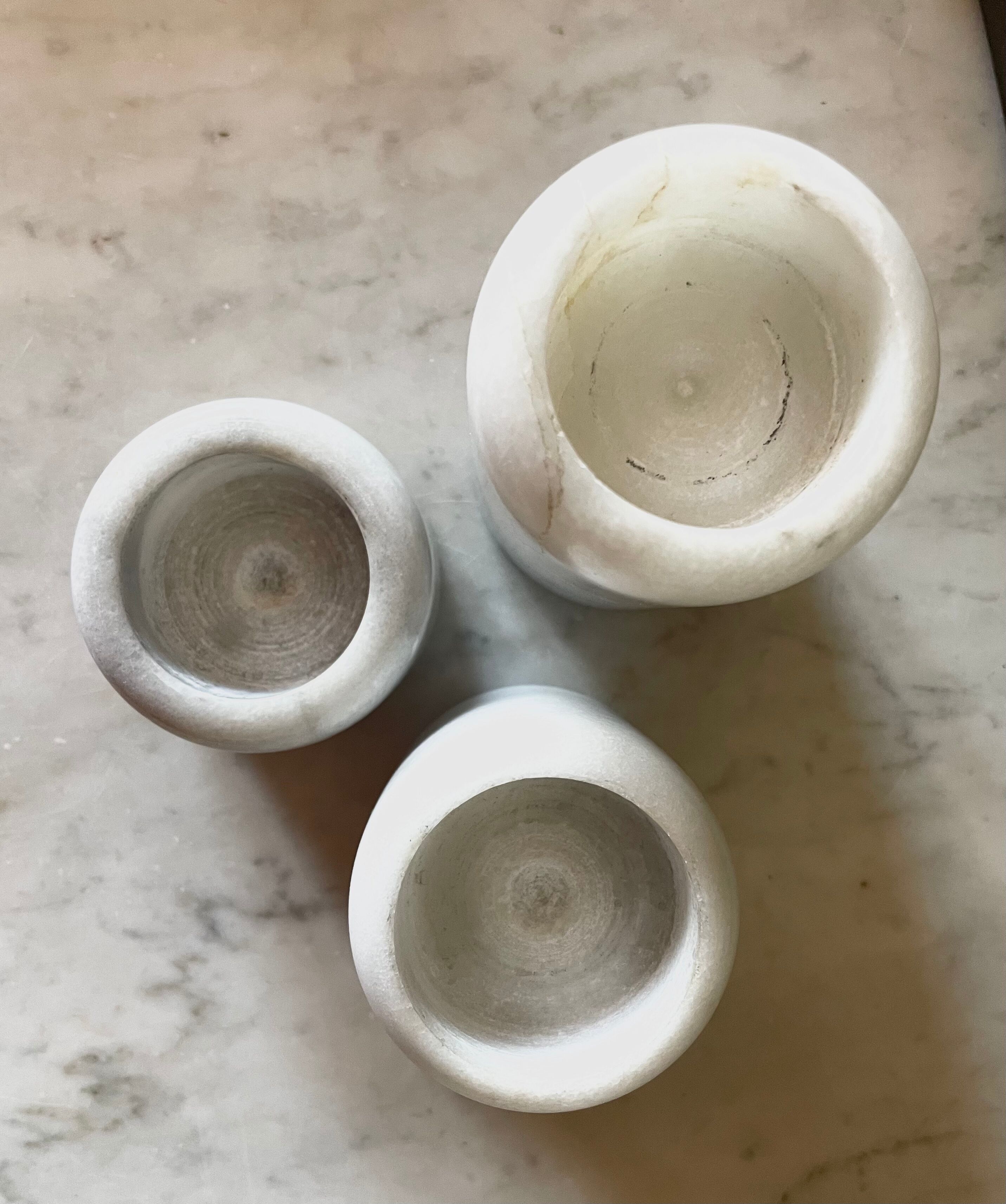 Series of marble candlesticks