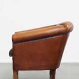 Cognac-Colored Sheepskin Leather Club Chair