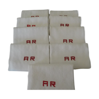 Lot de 9 serviettes de toilettes anciennes monogramme ar