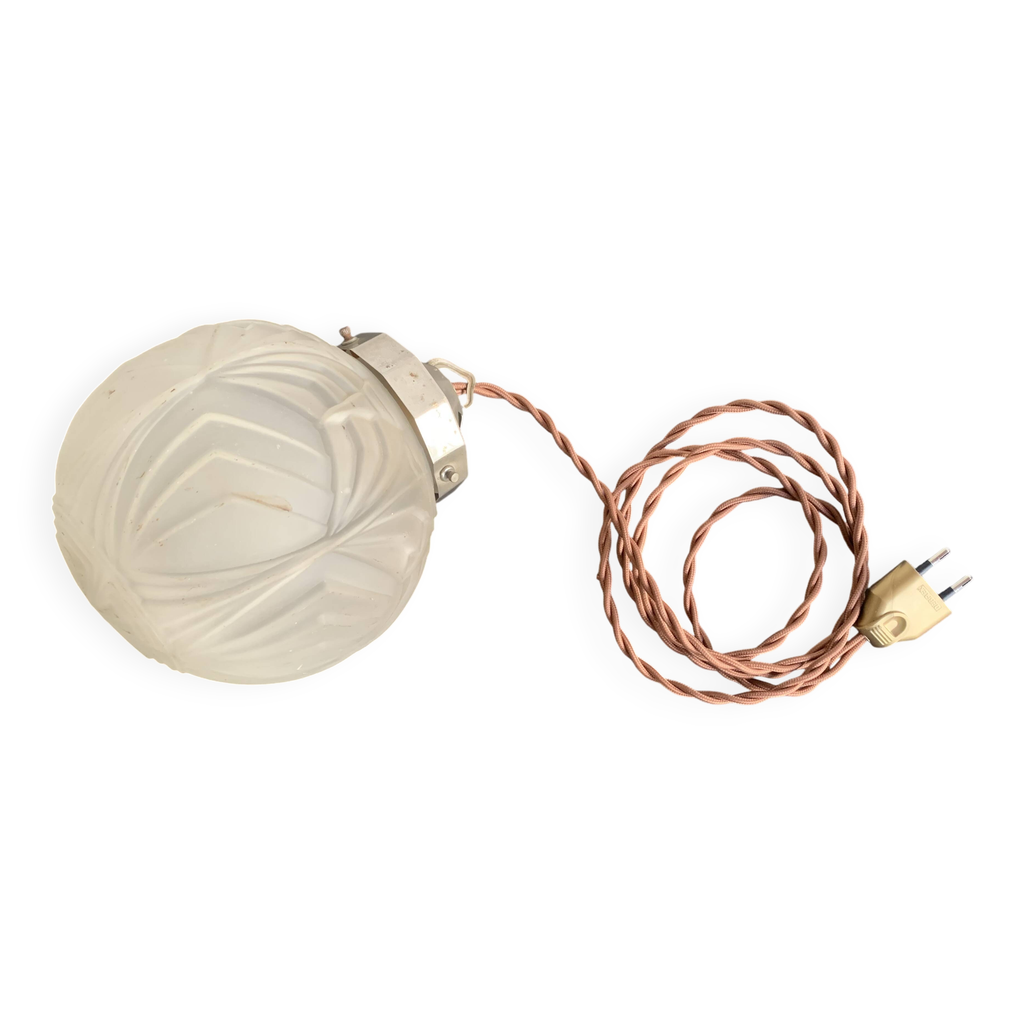 Art Deco molded glass globe pendant light, 1930